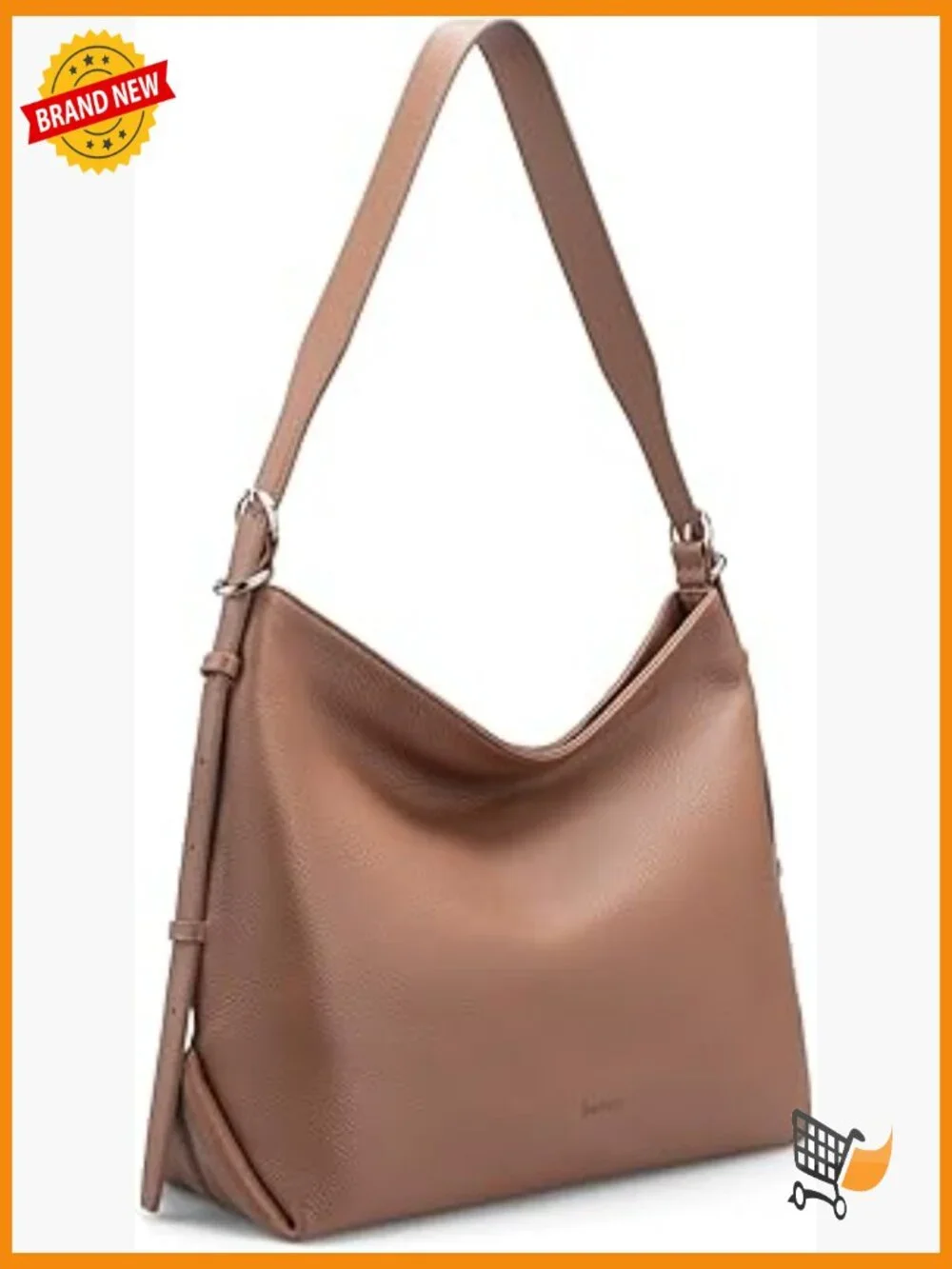 Genuine Leather Crossbody Hobo Bag with 2 Straps Large Capacity